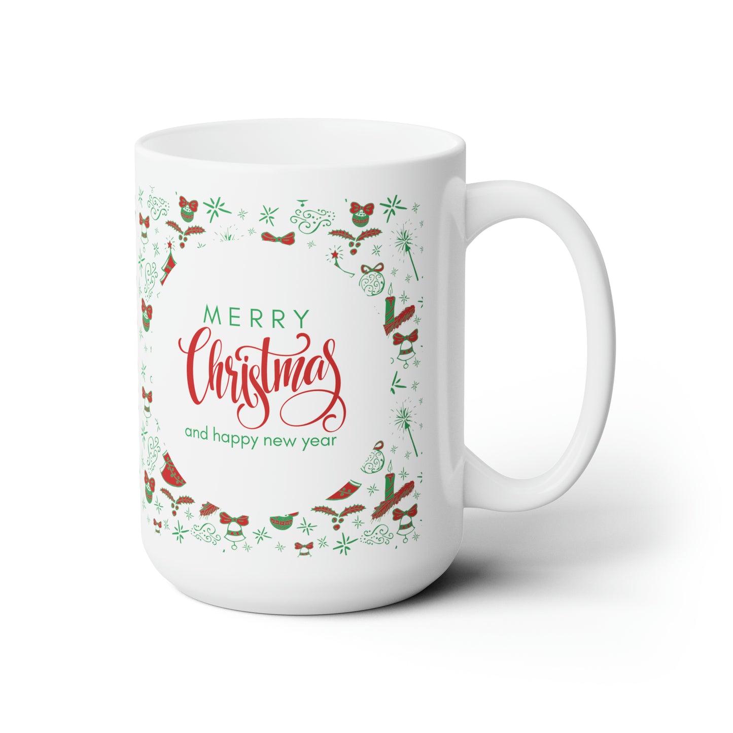 Merry Christmas and Happy New year Ceramic Mugs, 15oz