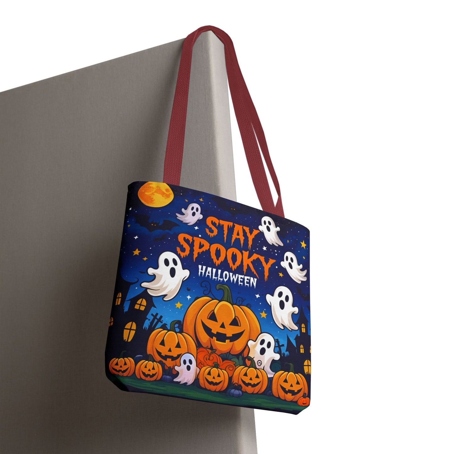 Charming Halloween Canvas Tote – Cute & Creepy Bag for Carrying Treats, Books, or Spooky Essentials All October Long