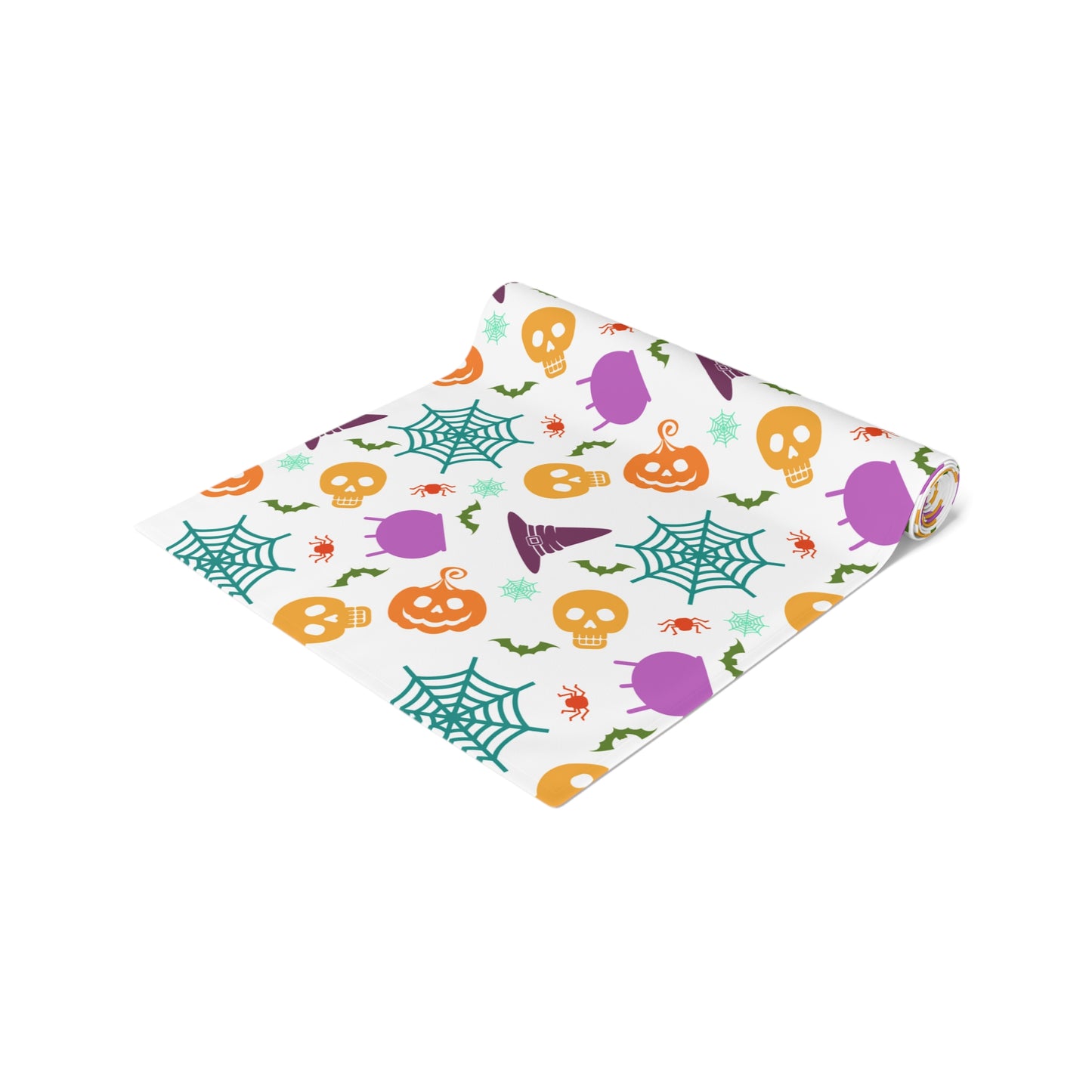 Colorful Halloween Table Runner – Skulls, Spells & Pumpkins Decor