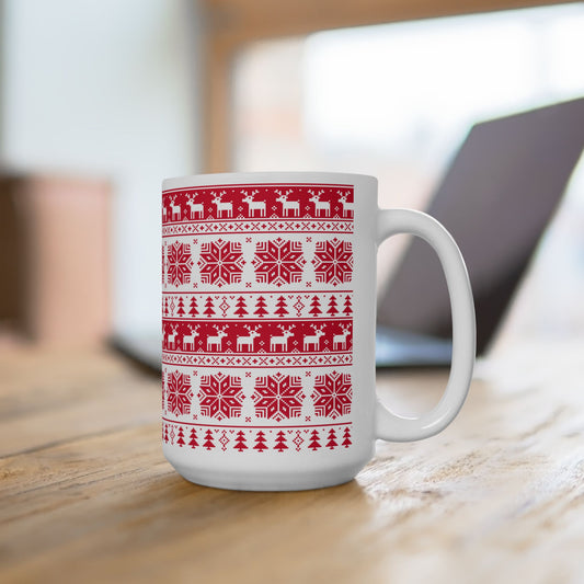 Christmas Ceramic Mug 15oz – Large Holiday Coffee & Tea Cup with C-Handle
