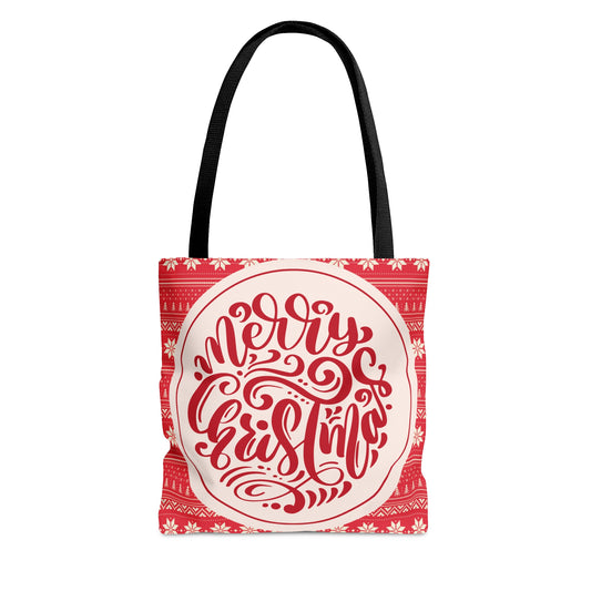 Red Merry Christmas Tote Bags, Reusable Tote Bags