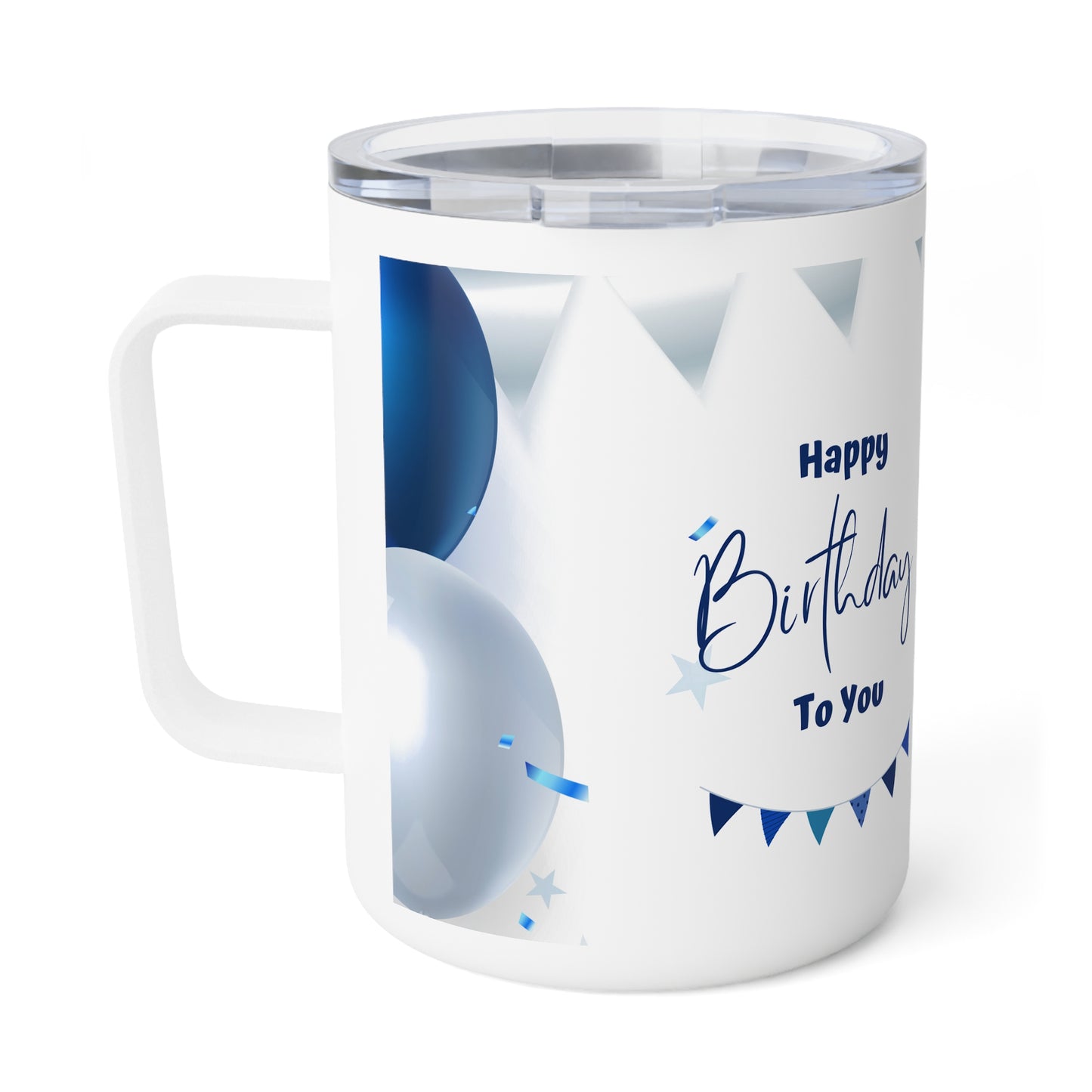 Happy Birthday Black Insulated Coffee Mug, 10 oz