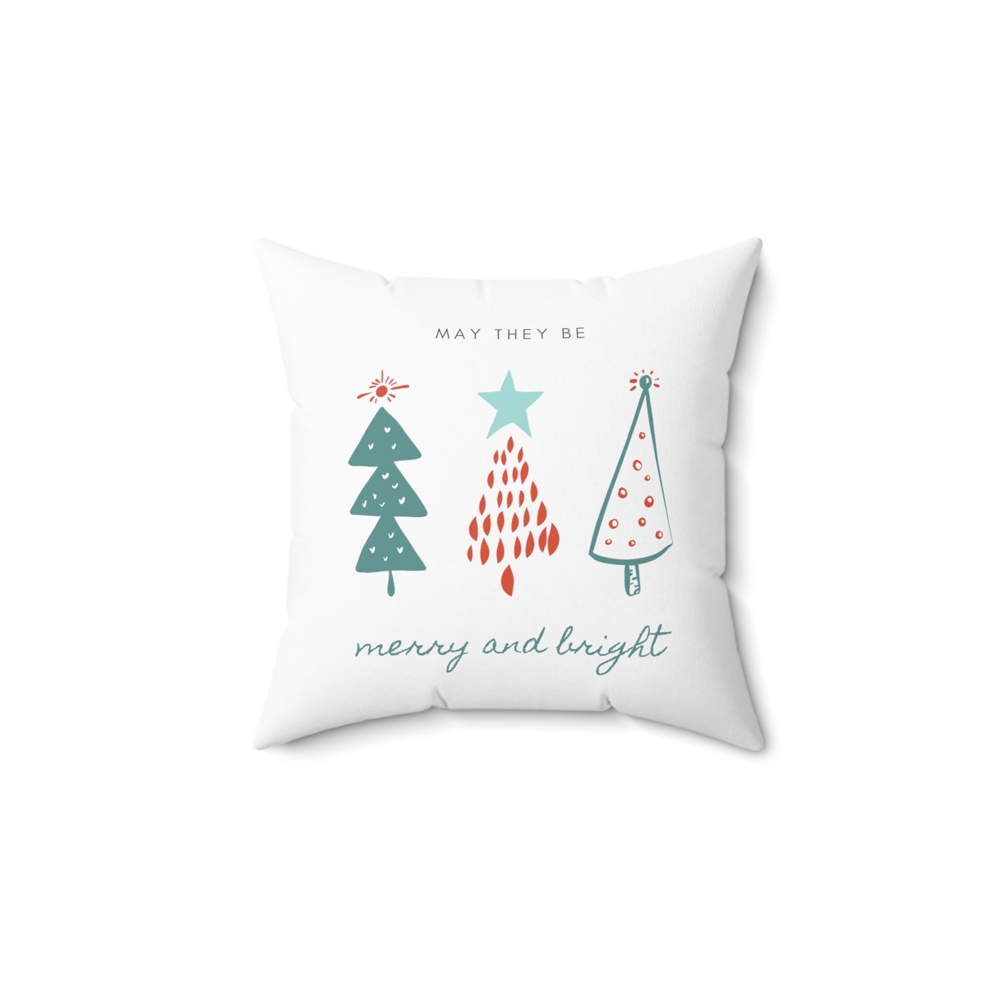 Happy Holidays Printed Spun Polyester Square Pillow