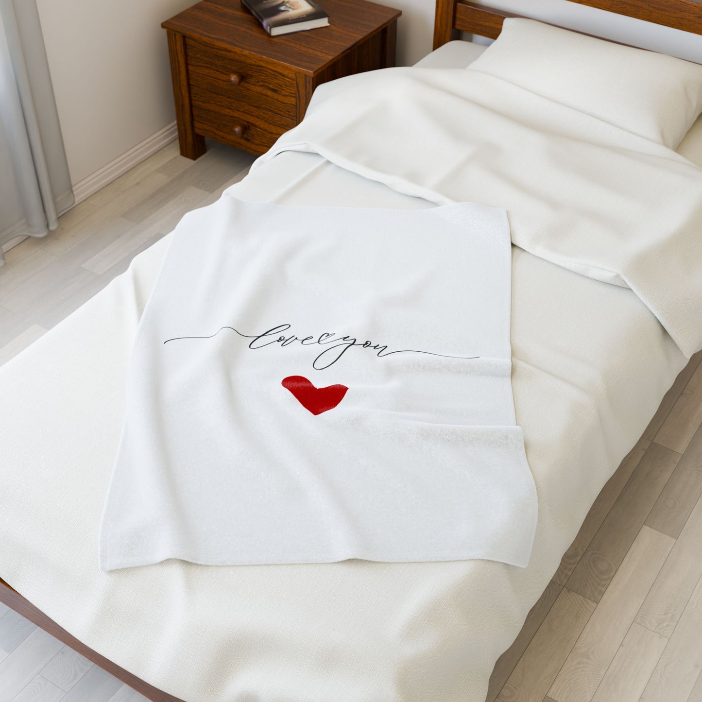 Love You Printed Velveteen Plush Blanket for Valentine