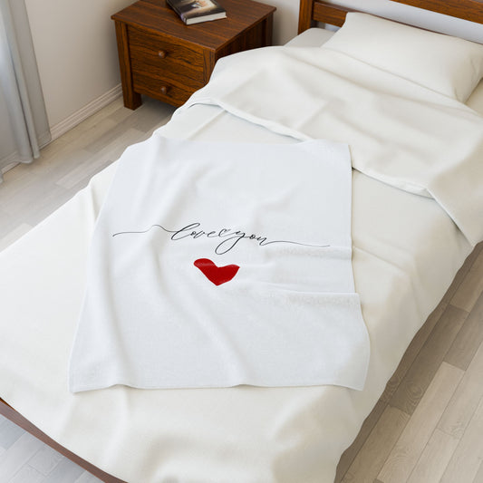 Love You Printed Velveteen Plush Blanket for Valentine