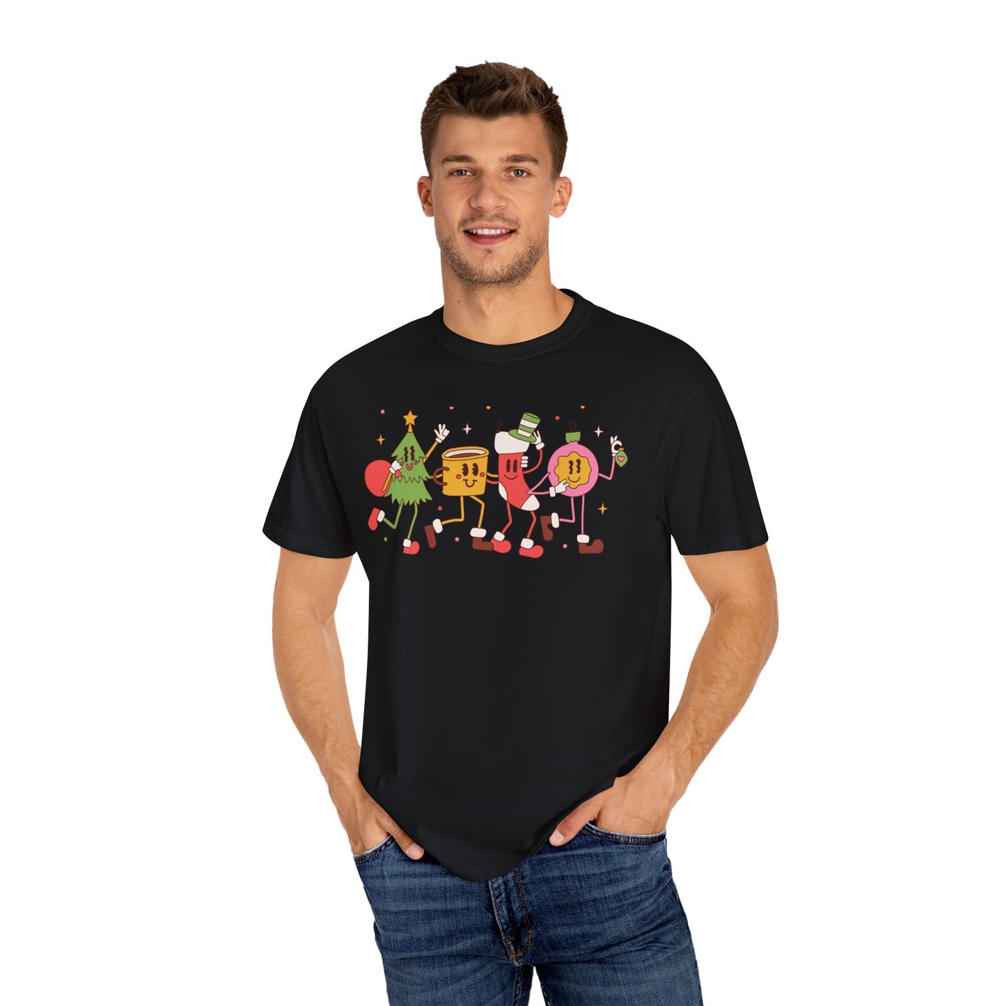 Cute Christmas Party Characters T-Shirt – Fun Holiday Graphic Tee for Adults & Teens