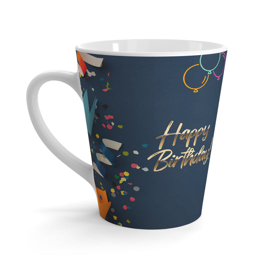 Happy Birthday Latte Mug, Blue, 120z