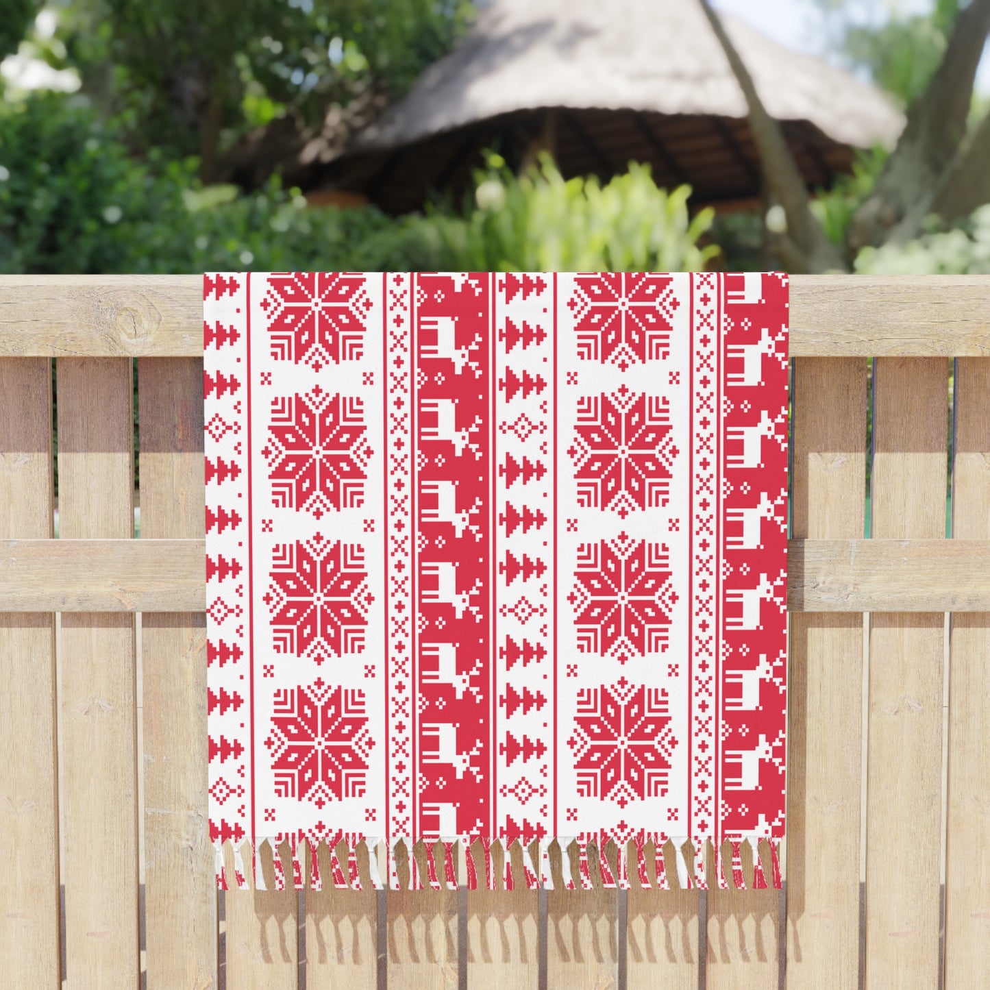 Large Boho Beach Cloth – 100% Polyester, 38"x81" with Knotted Tassels
