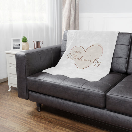 Happy Valentine Inside Heart Printed Minky Blanket for Valentine Day