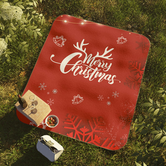 Merry Christmas in Red Printed Picnic Blanket