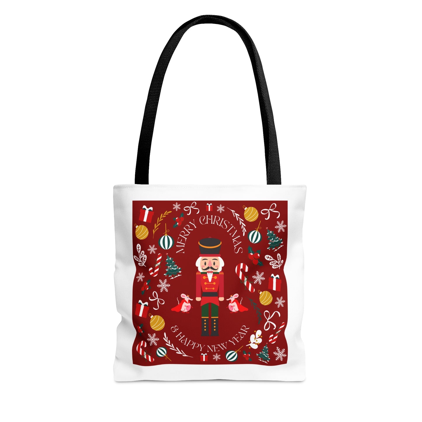 Tote Bag – Nutcracker & Holiday Icons Design – Christmas Gift for Shoppers & Seasonal Outings
