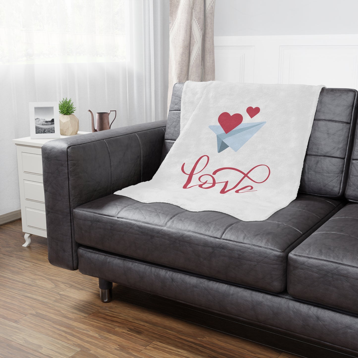 Love with Flying Hearts Printed Minky Blanket for Valentine