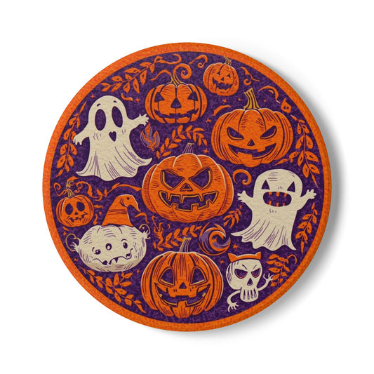 Playful Halloween Ceramic Coaster with Festive Design