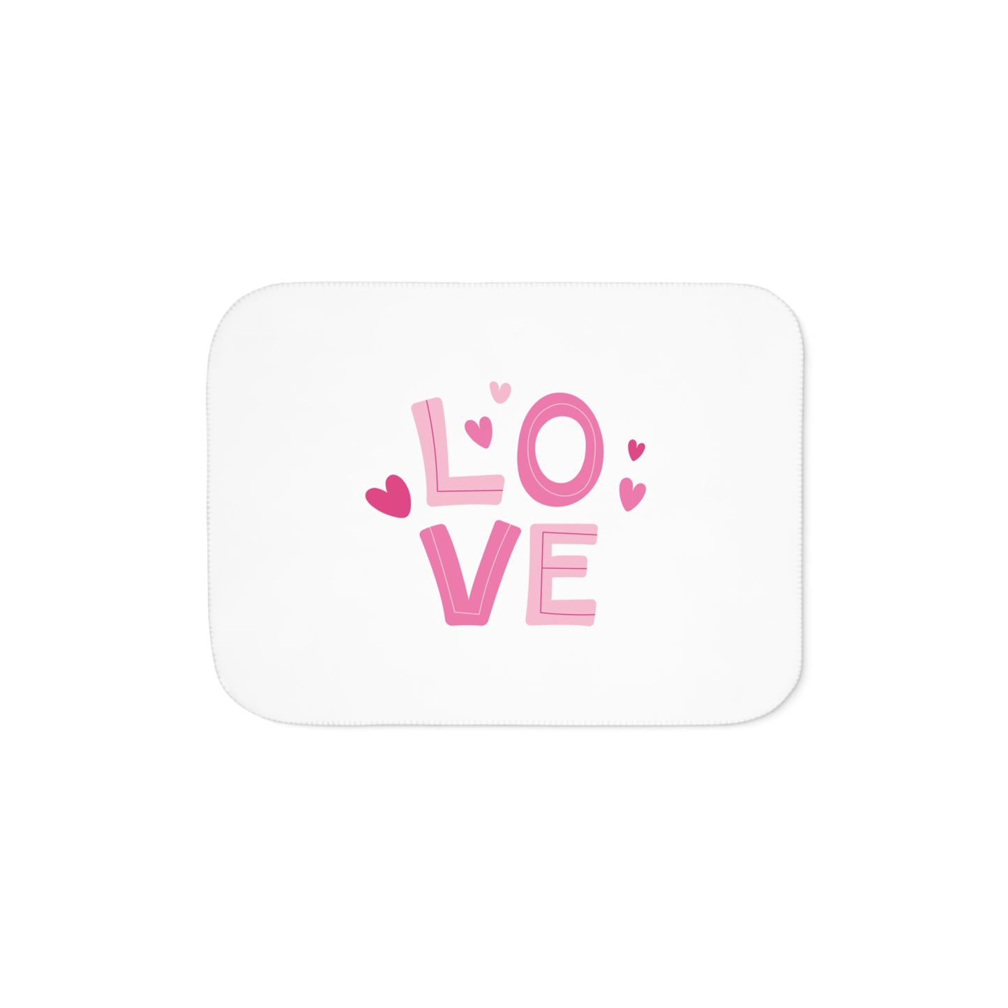 Love with Hearts Printed Sherpa Blenket, Pink