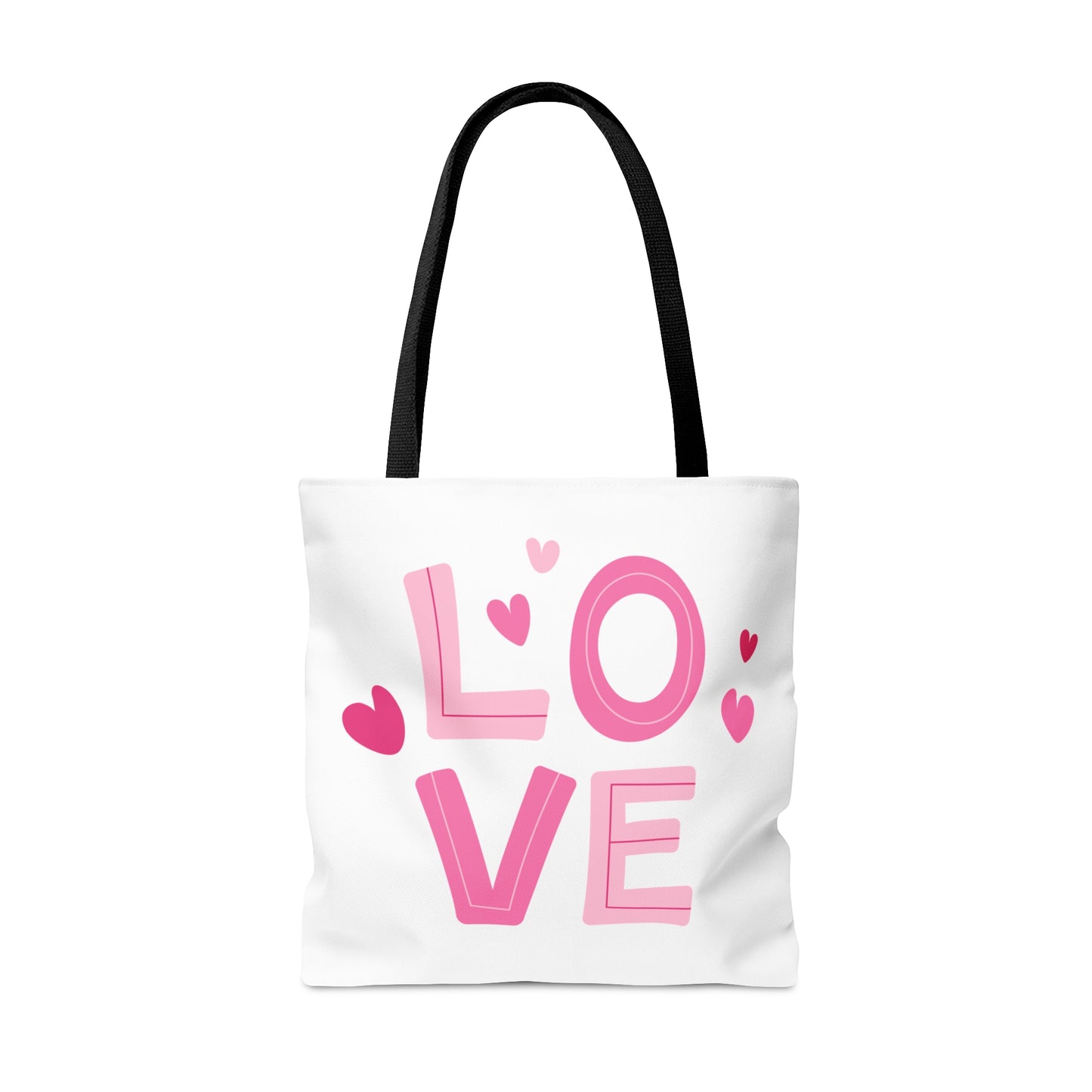 Love with Heart Printed Tote Bag, Valentine's Tote Bag, 3 Sizes