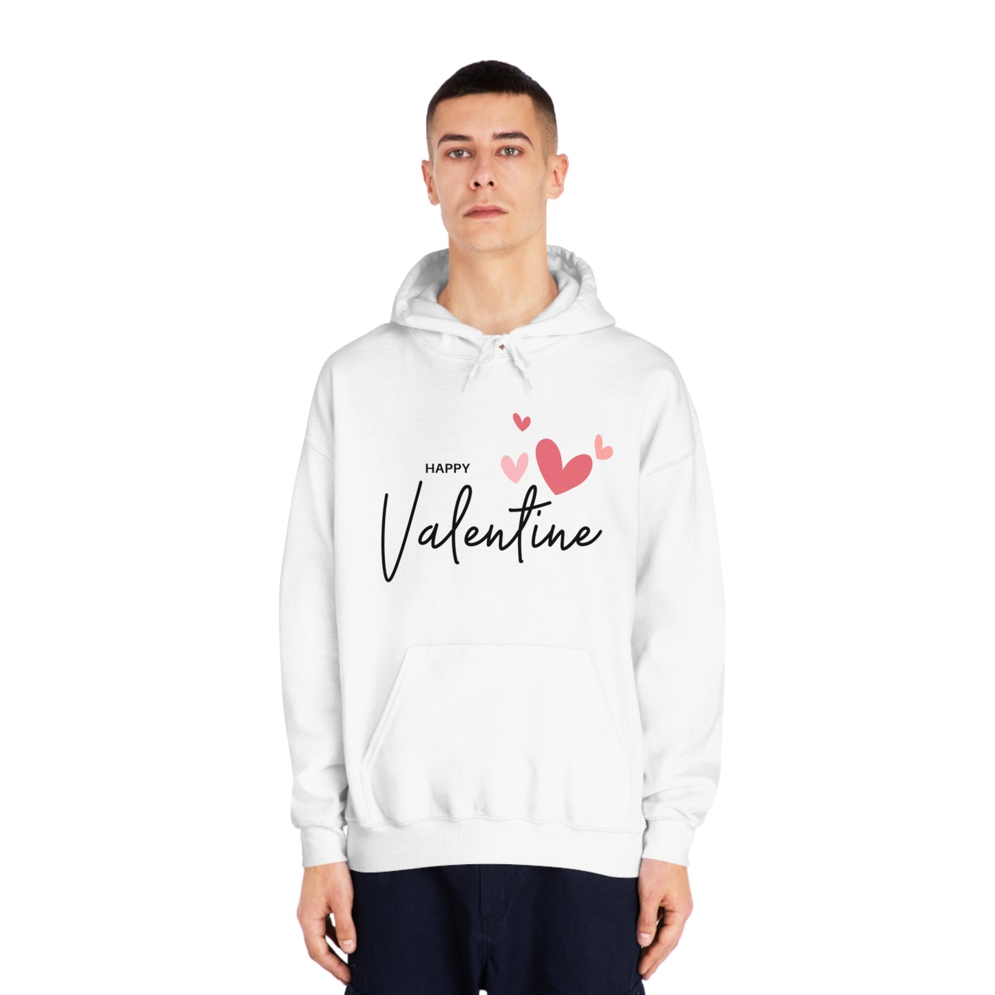Valentine Sweatshirt, Unisex DryBlend® Hooded Sweatshirt with Happy Valentine Print