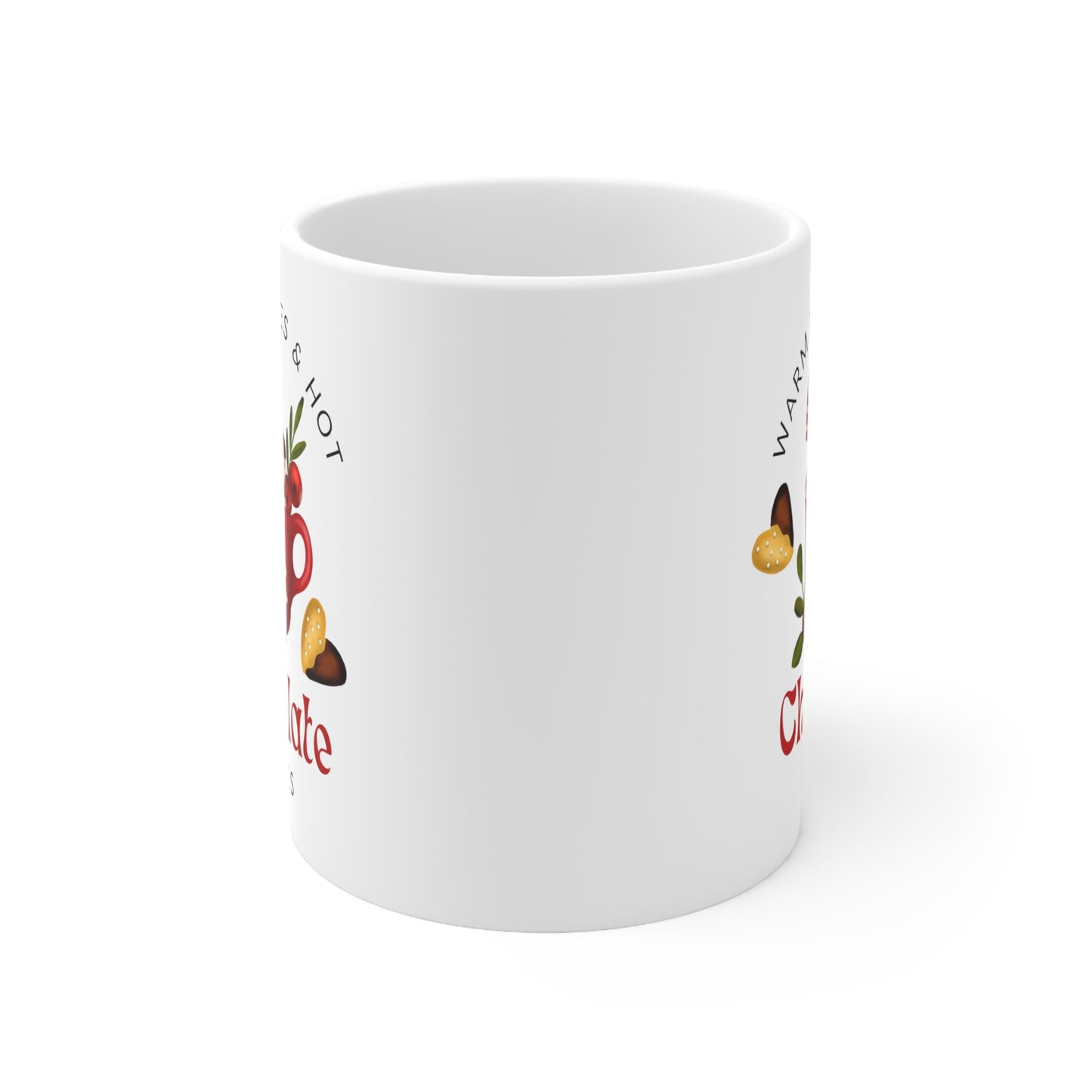 Warm Wishes and Hot Chocolates Printed Christmas Ceramic Mug, 11oz