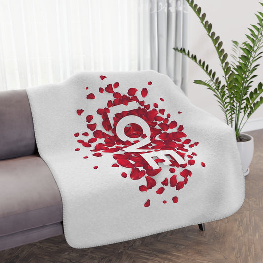 Love inside Heart made of Flower Tan Sherpa Blanket for Valentine Gift