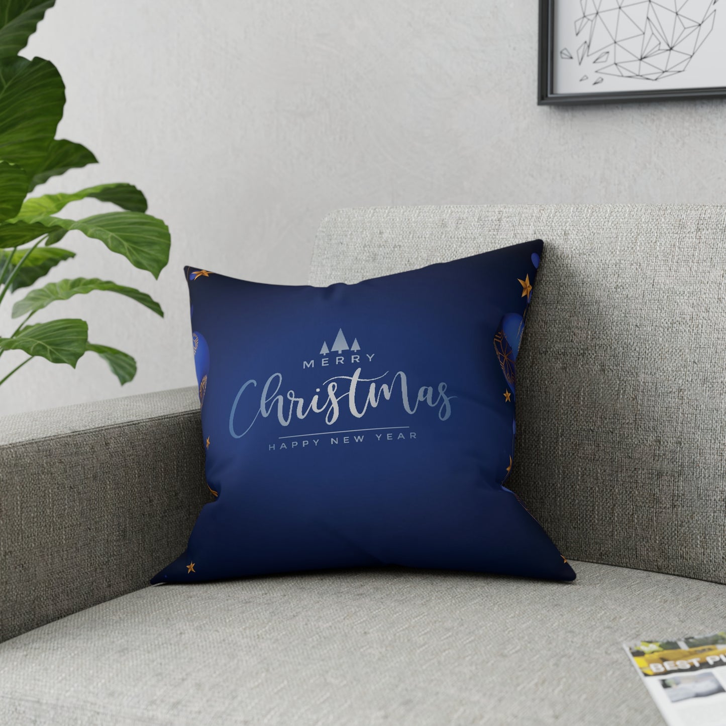 Dark Blue Christmas Broadcloth Pillow
