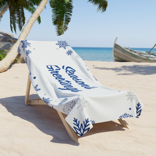 Holiday Beach Towel Season's Greetings Beach Towel, White