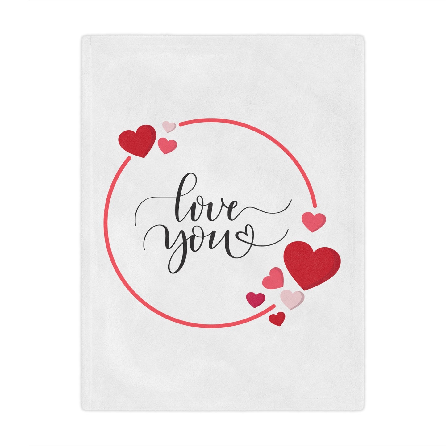 Love You with Flying Hearts Printed Valentine Minky Blanket