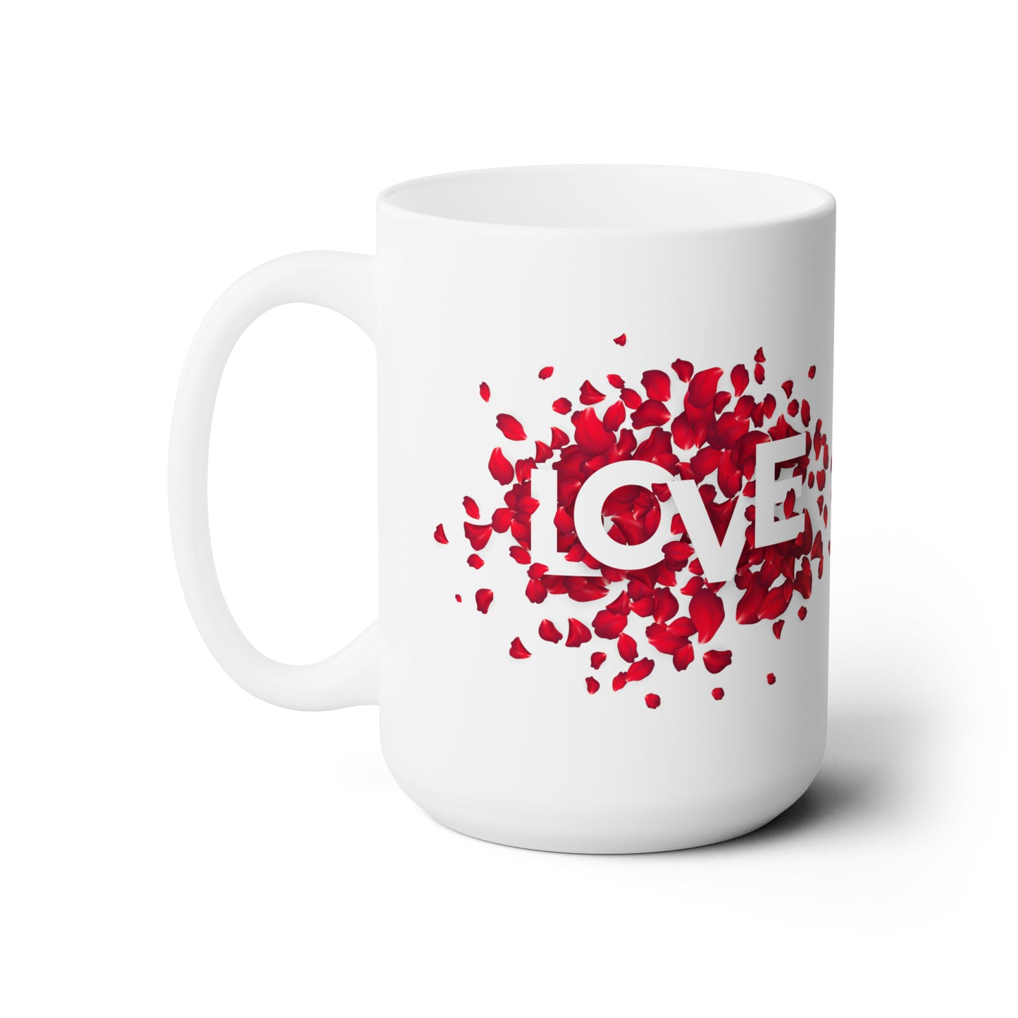 Love with Heart made of Flower Printed Ceramic Valentine Mug, 15oz