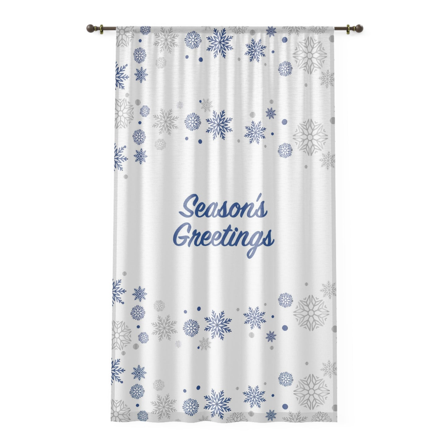 Season's Greetings Window Curtain, White