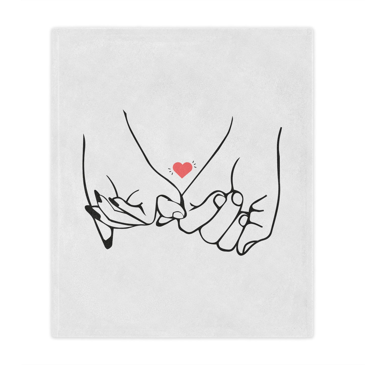 Couple's Hand with Love You Printed Valentine Minky Blanket