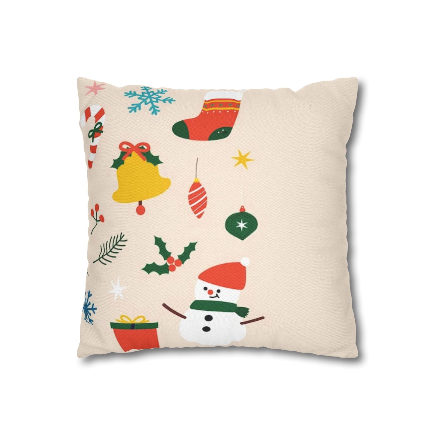 Christmas Square Pillow Case – Spun Polyester Cover with Double-Sided Print