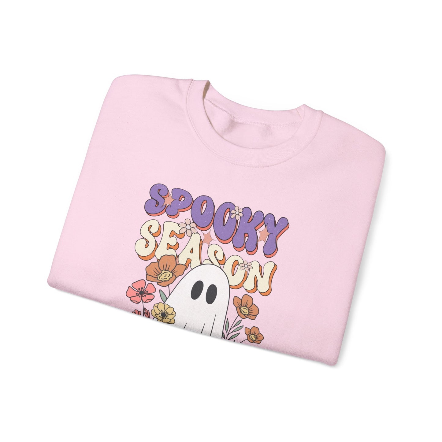 Spooky Season Floral Ghost Sweatshirt – Cozy Halloween Blooms