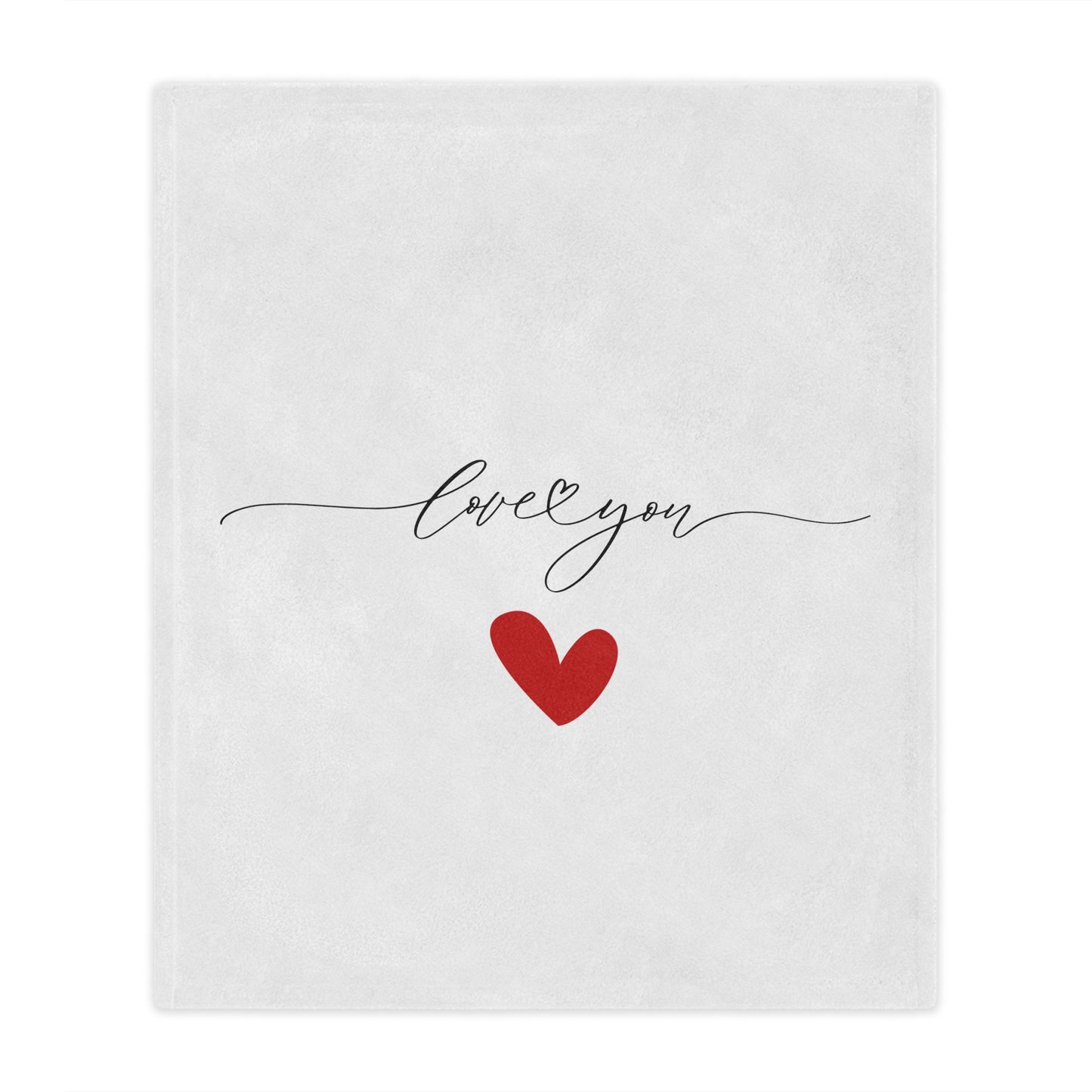 Love You with Heart Printed Valentine Minky Blanket, Red & White