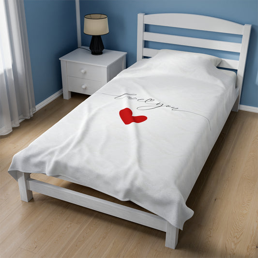 Love You Printed Velveteen Plush Blanket for Valentine