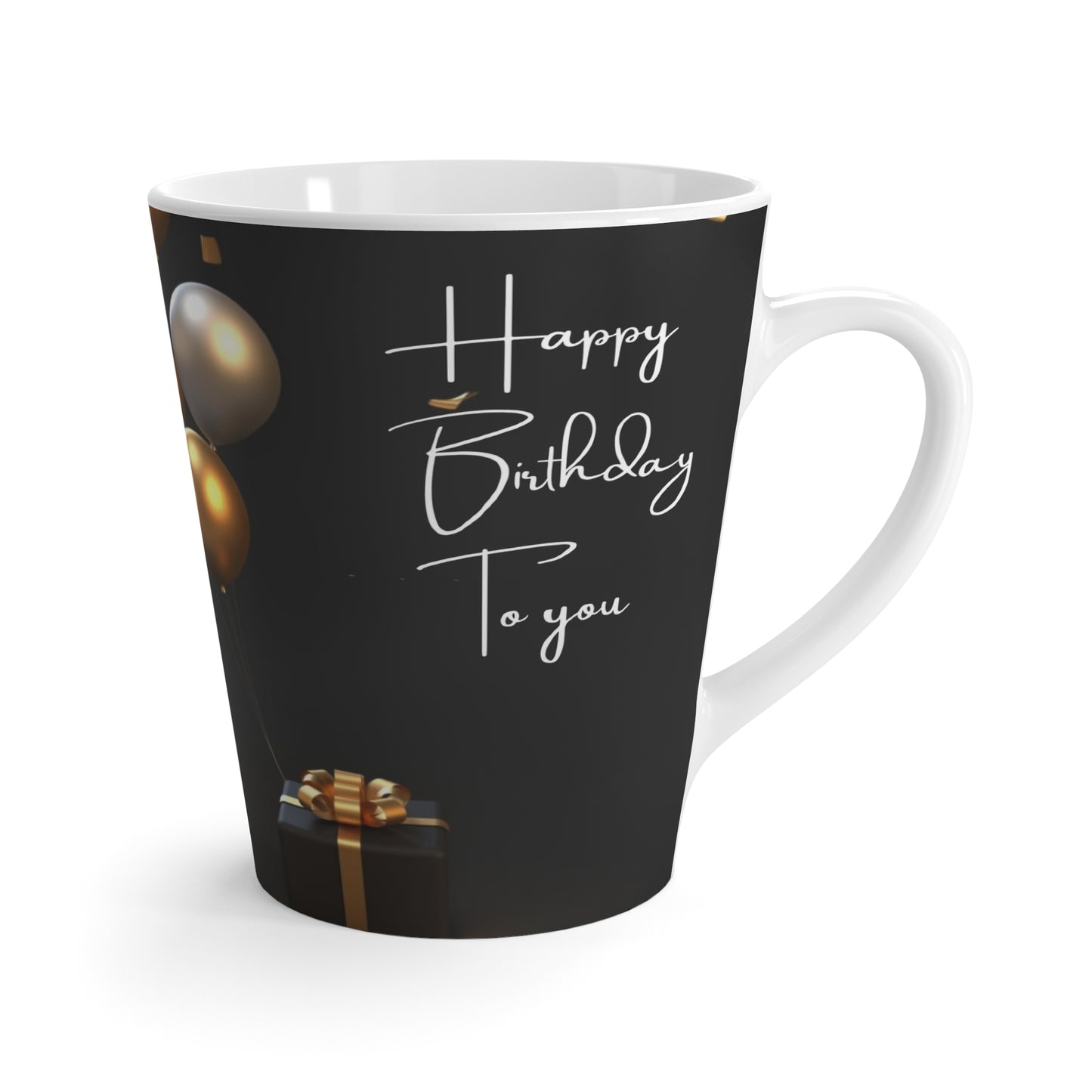 Black Birthday Latte Mug, 12oz, Birthday Gift
