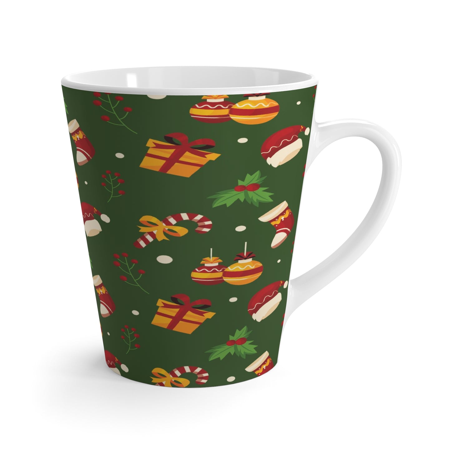 Christmas Latte Mugs, Green, 12oz