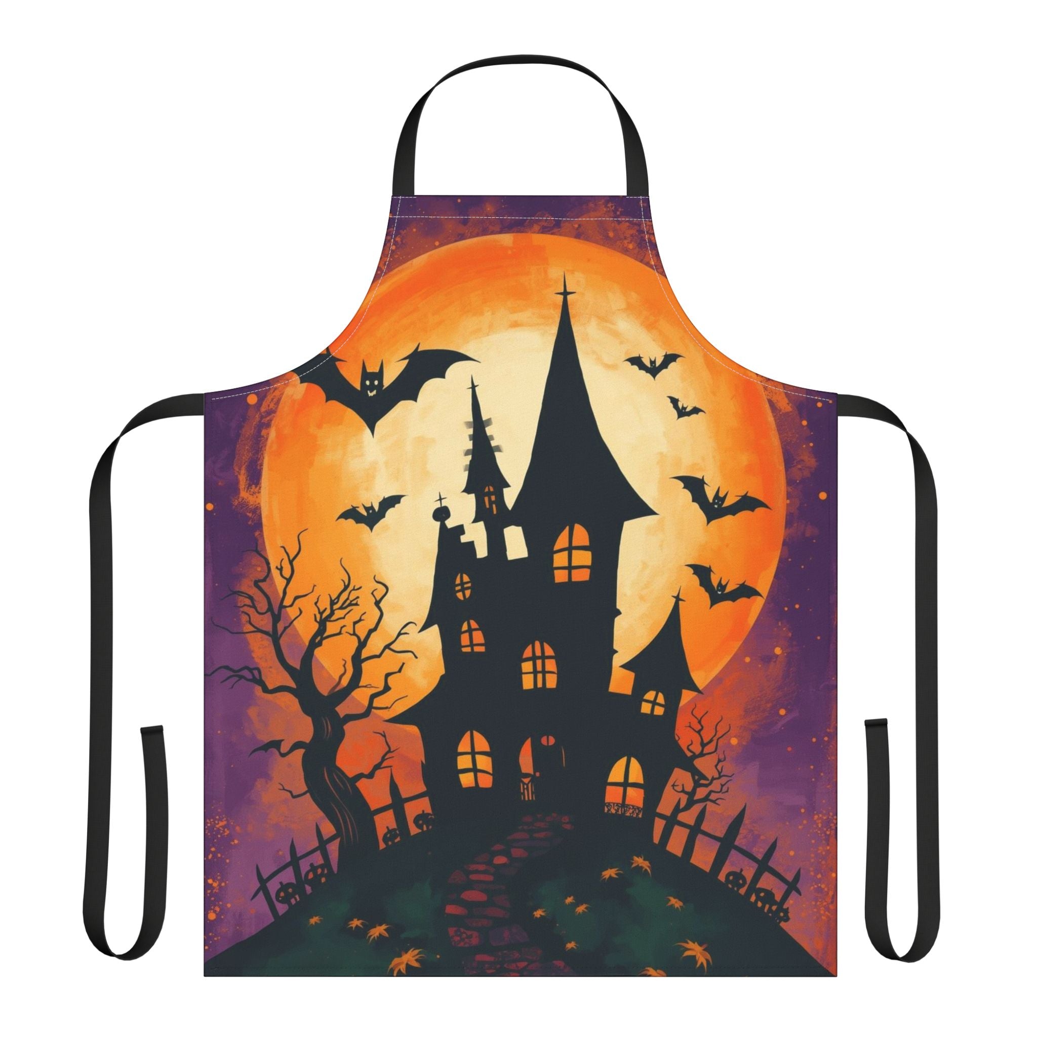 Halloween Apron – Haunted House Festive Apron for Cooking, Baking, and Halloween Parties