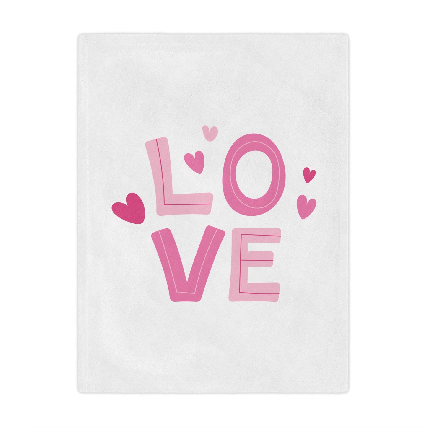 Love with Hearts Printed Velveteen Minky Blanket