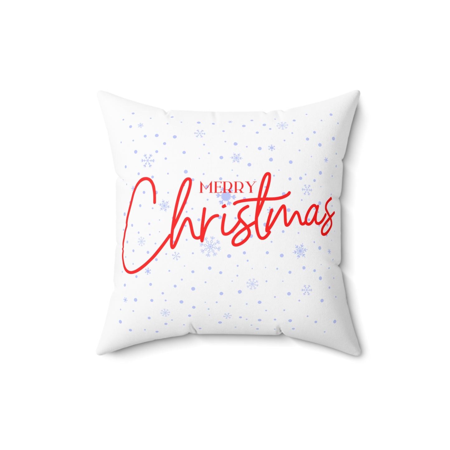 Merry Christmas Printed Square Pillow, White