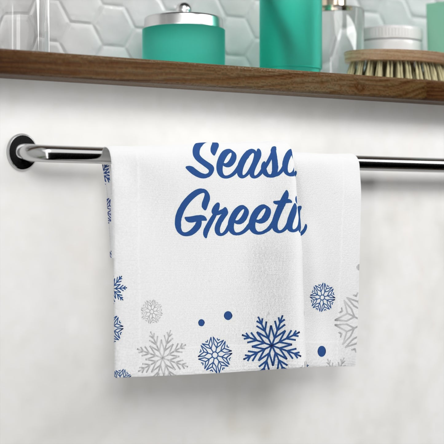 Season's Greetings Face Towel, White