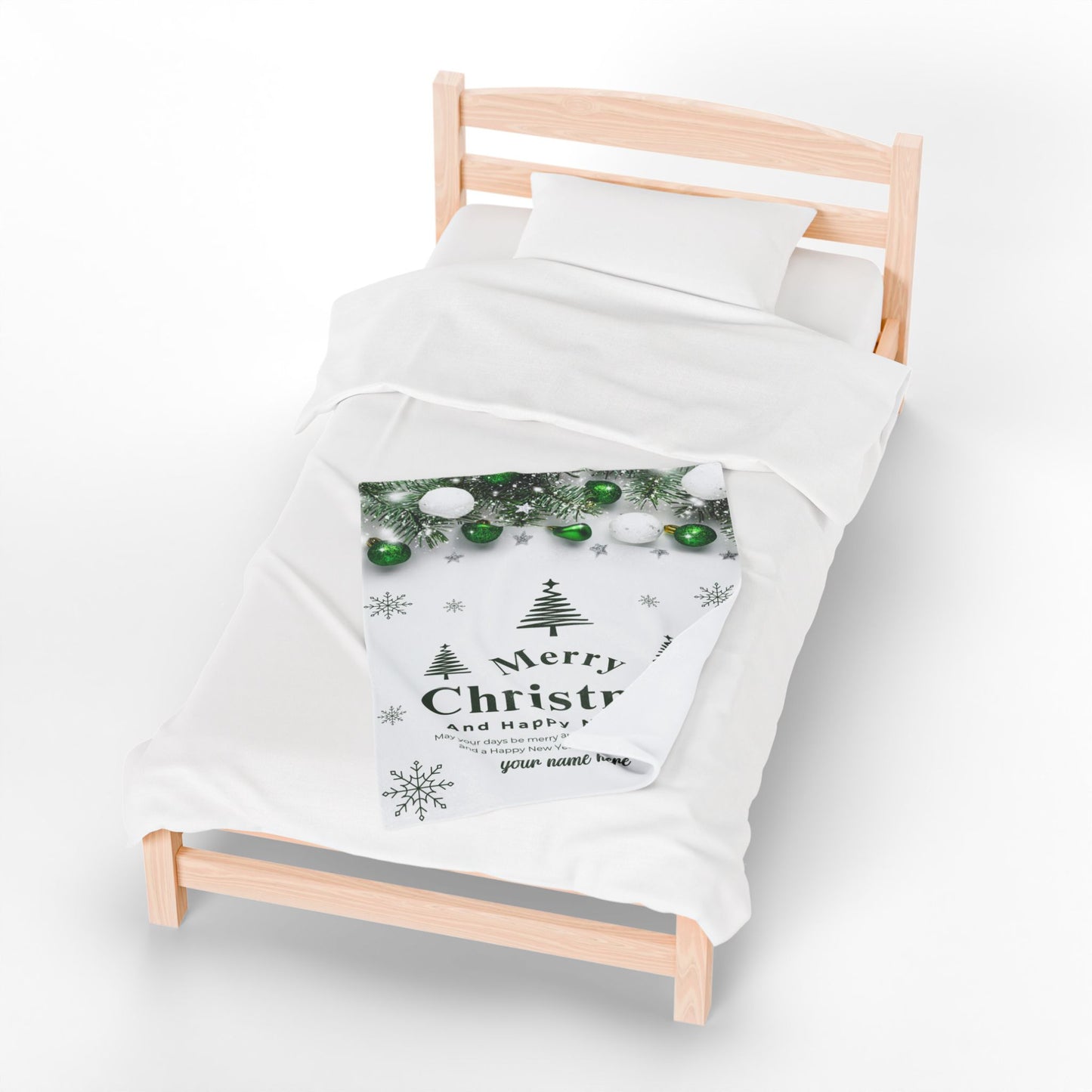 Green Ornament Christmas Blanket – Personalized Holiday Throw for a Merry & Bright Season