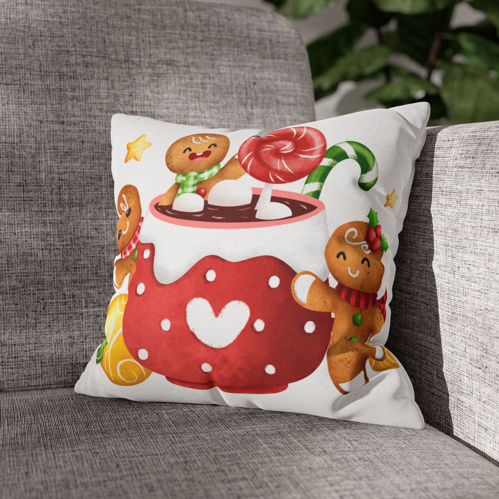 Christmas Penguin & Hot Chocolate Pillow Cover – Festive Double-Sided Holiday Decor