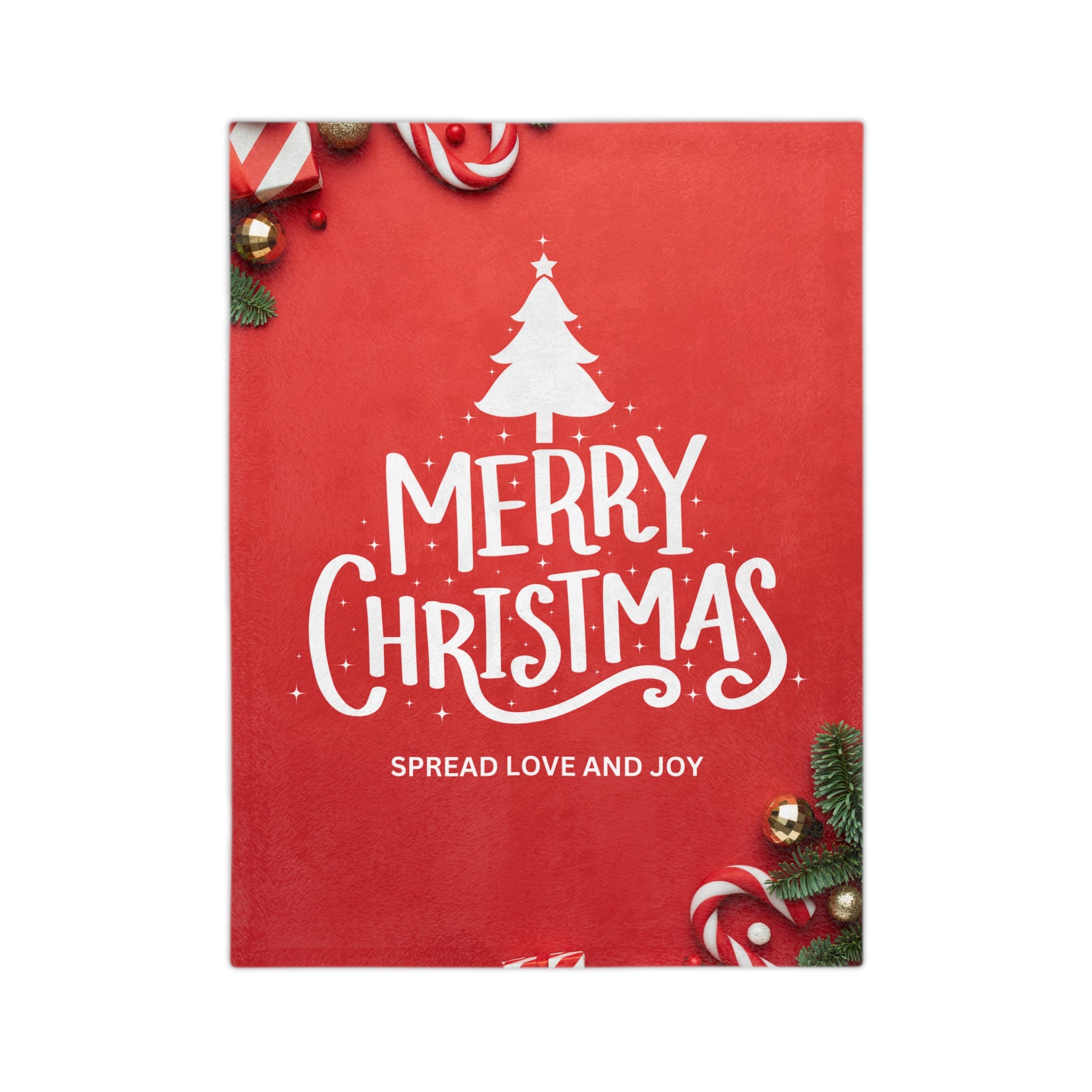 Merry Christmas, Spread Love and Joy Printed Velveteen Minky Blanket