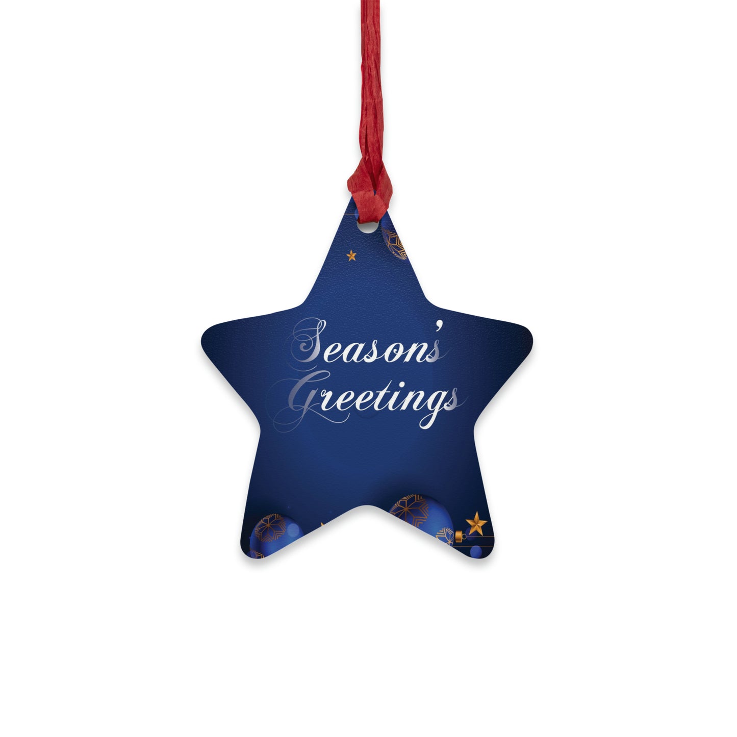 Season's Greetings Wooden Ornaments, Dark Blue