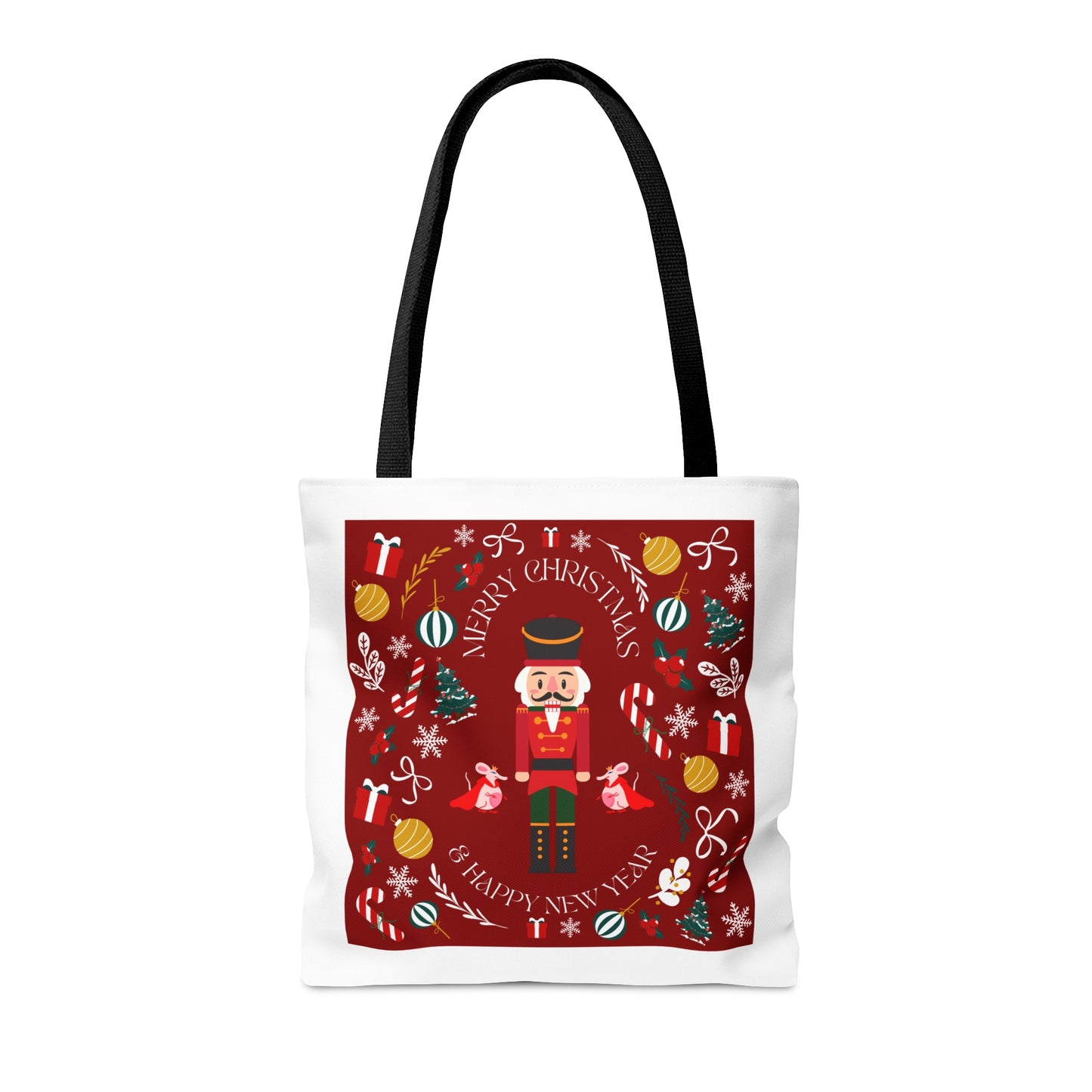 Tote Bag – Nutcracker & Holiday Icons Design – Christmas Gift for Shoppers & Seasonal Outings
