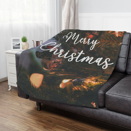 Merry Christmas with Ornament Printed Minky Blanket