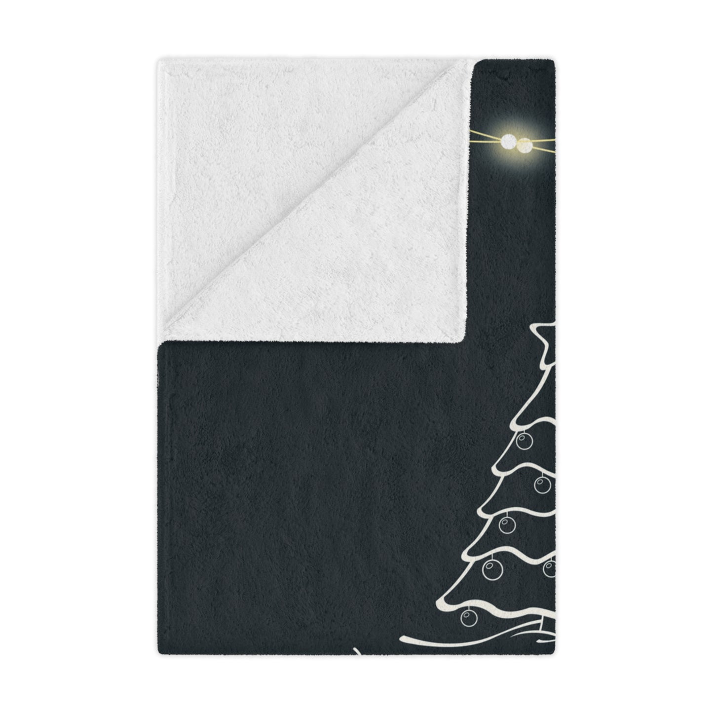 Merry Christmas in Black Printed Velveteen Minky Blanket