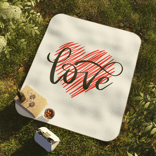 Love inside Heart Printed Picnic Blanket for Valentine Day