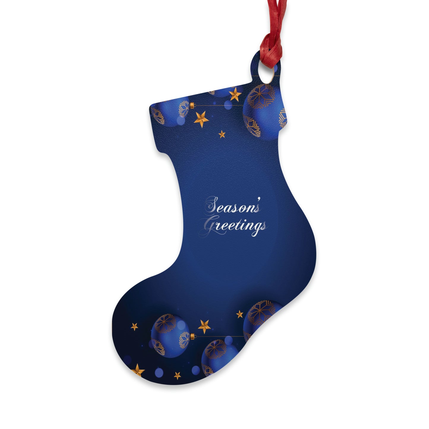 Season's Greetings Wooden Ornaments, Dark Blue