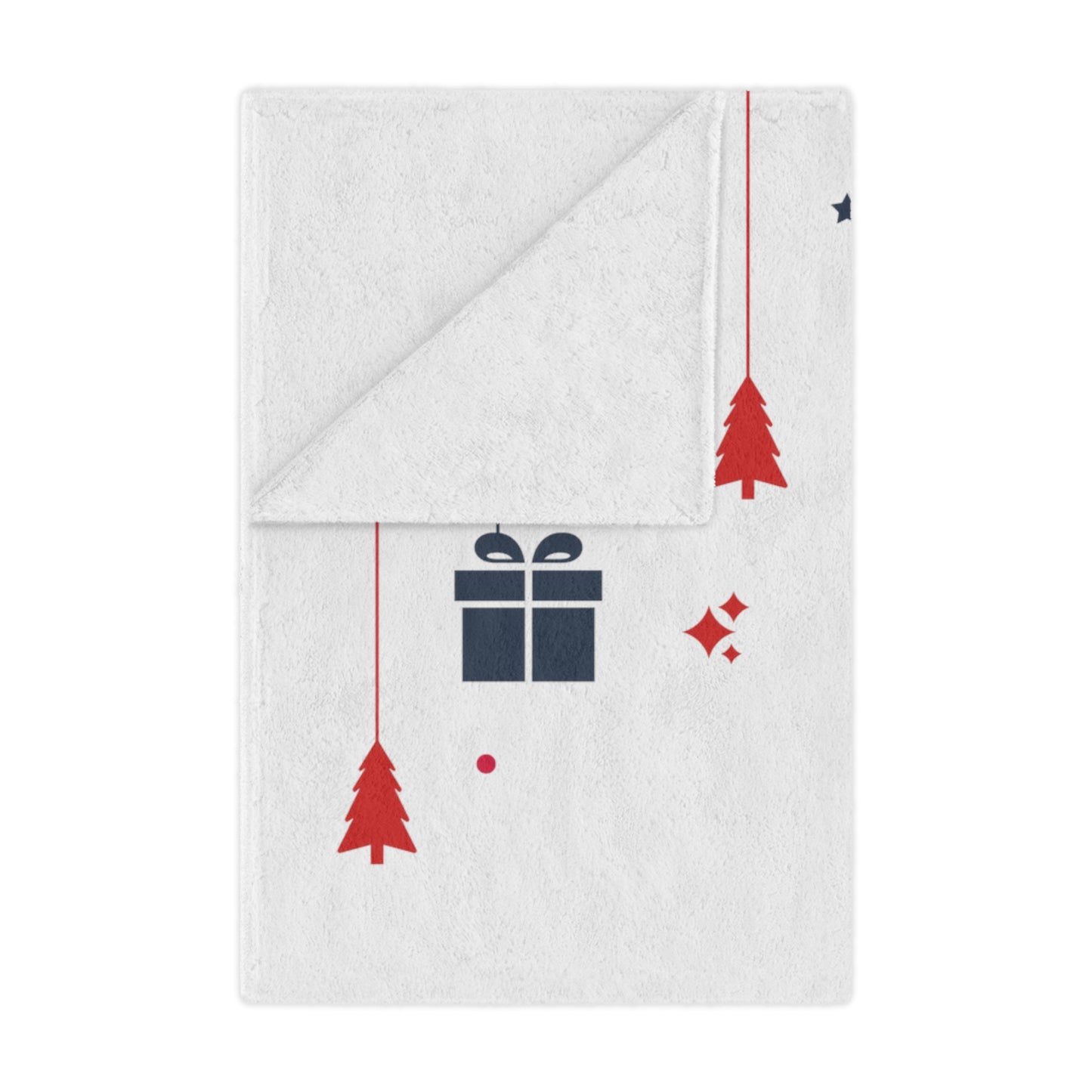 Merry Christmas & Happy New Year Prited Velveteen Minky Blanket, White