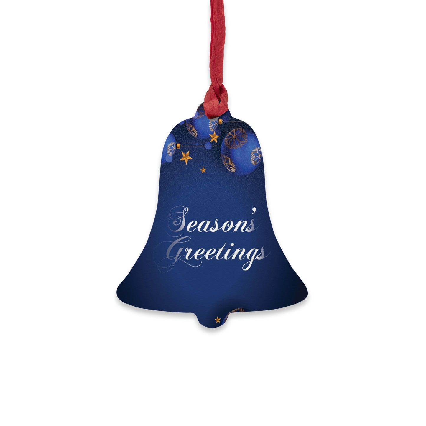 Season's Greetings Wooden Ornaments, Dark Blue