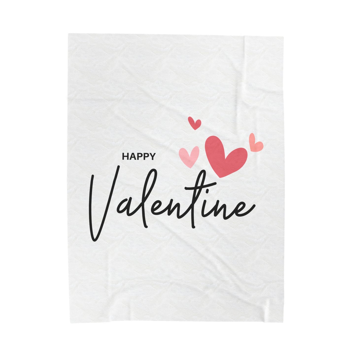 Happy Valentine with Hearts Printed Velveteen Plush Blanket